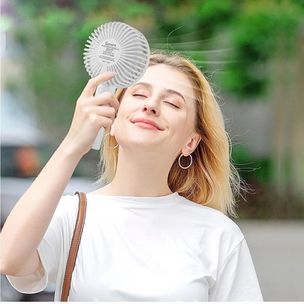CHARMP Portable Handheld Fan, Small Personal Fan with Rechargeable Battery Small
